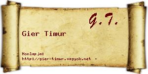 Gier Timur névjegykártya